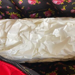 Betsey Johnson quilted heart red tote. BNWT